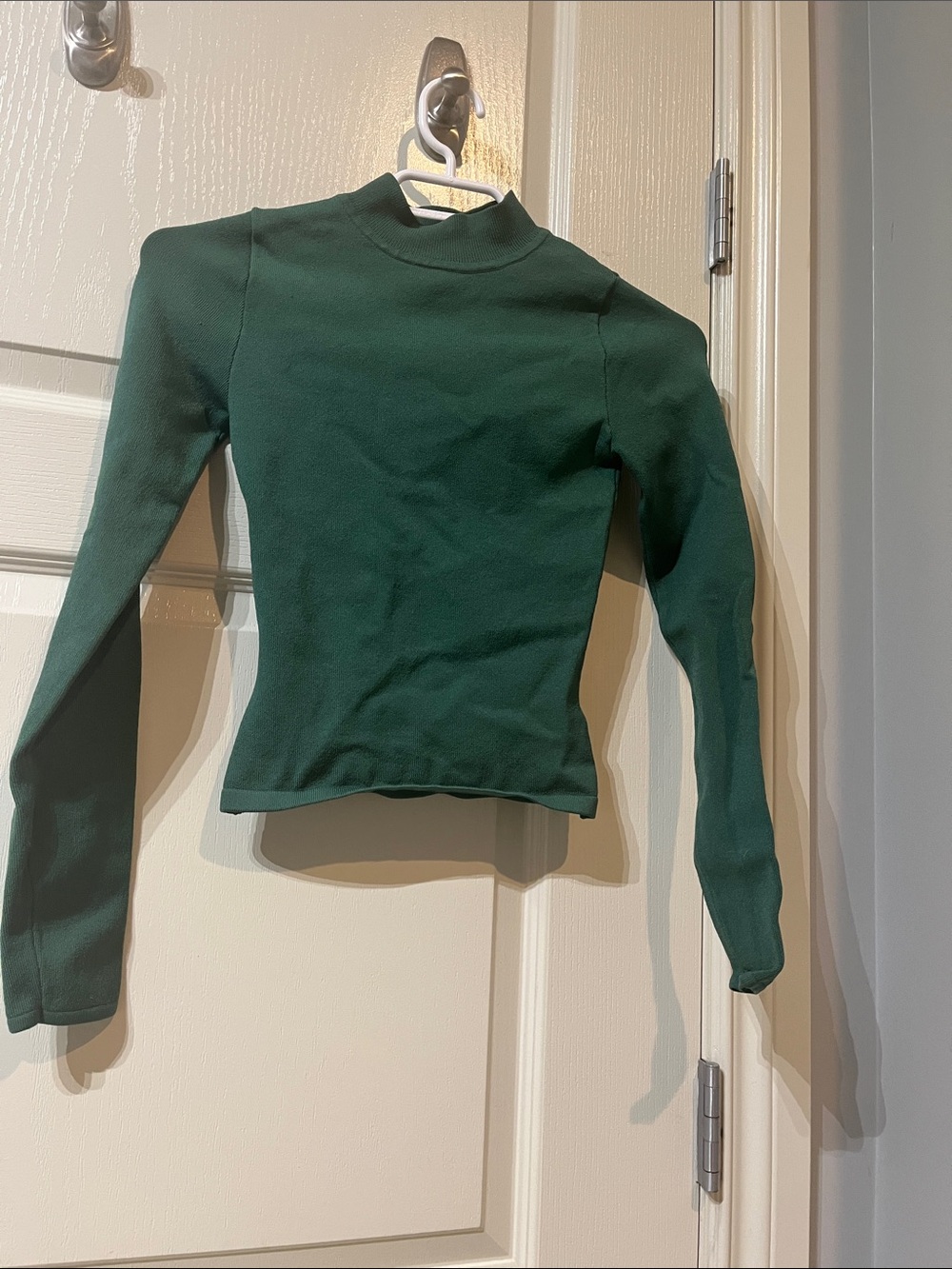 Babaton Deep Green Mock Neck Long Sleeve Top